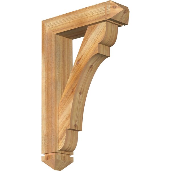 Ekena Millwork Olympic Arts and Crafts Rough Sawn Bracket w/ Offset Brace, Western Red Cedar, 6"W x 22"D x 34"H BKT0604X22X34OLY03RWR - main